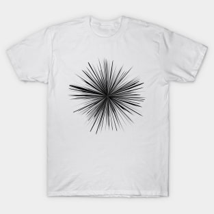 Circular Spikes Geometric Abstract Black and White T-Shirt